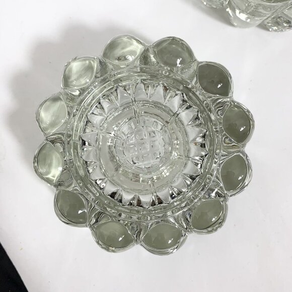 Vintage Glass Candle Holder Set of 2 Pillar or Tapered Candle 2x4" - Picture 5 of 6